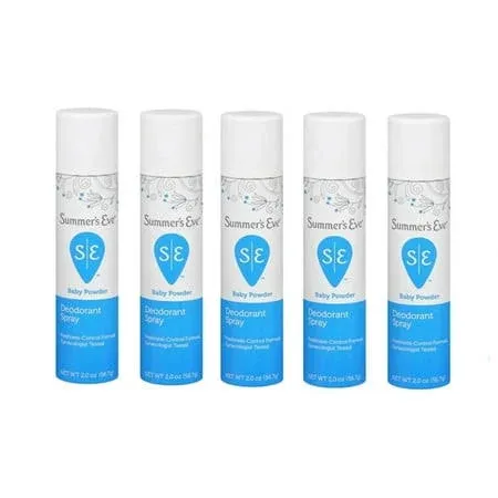 Summers Eve Feminine Deodorant Spray Baby Powder 2 Oz Pack Of 5