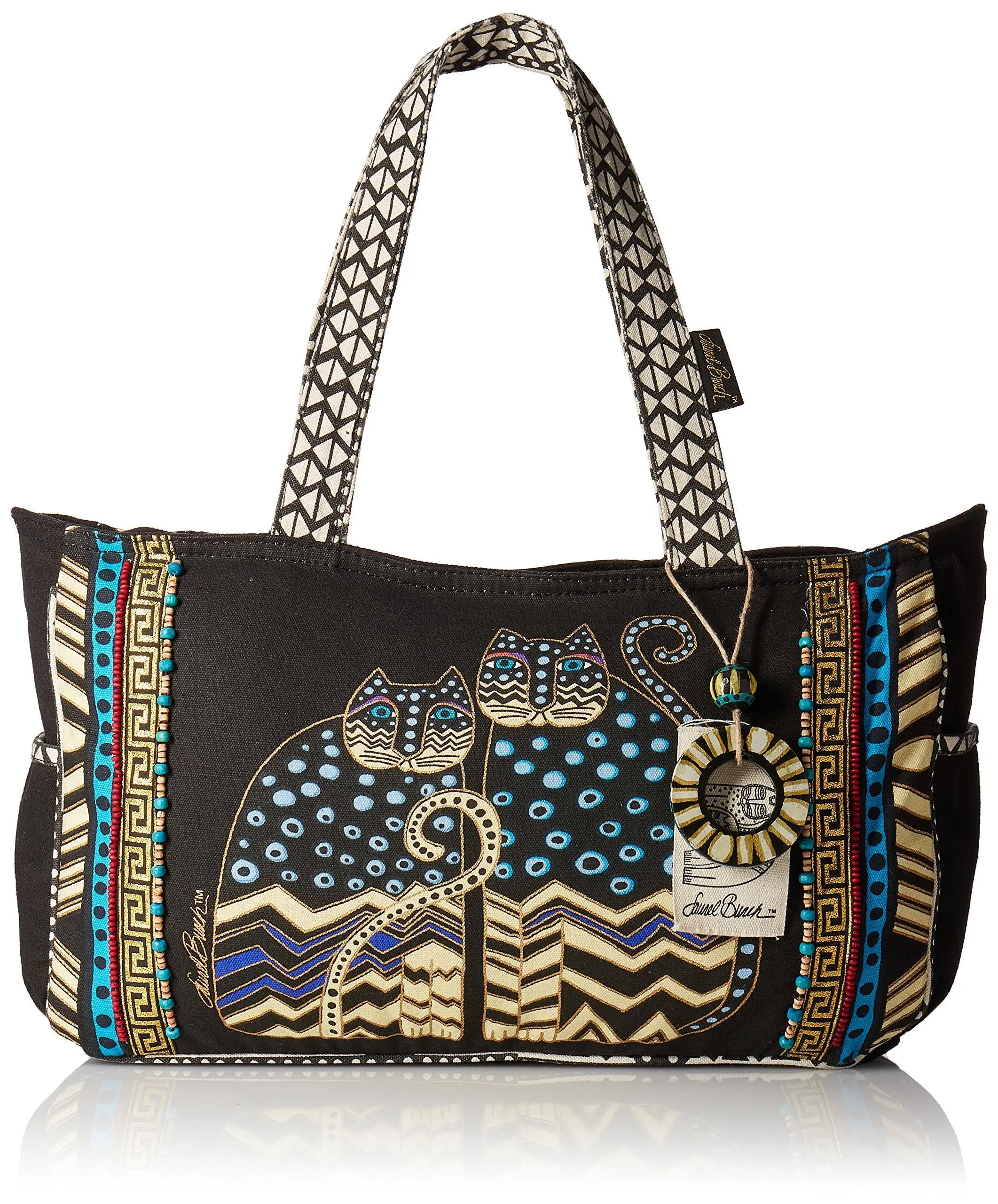 Laurel Burch Medium Tote Zipper Top 15.5"x4.5"x10" Spotted Cats