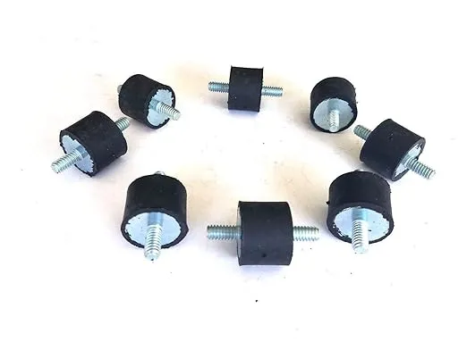 8 Rubber Vibration Isolator Mounts (Rubber 3/4&#034; H x 1&#034; D) Studs: 1/4-20 x 1/2&#034; L