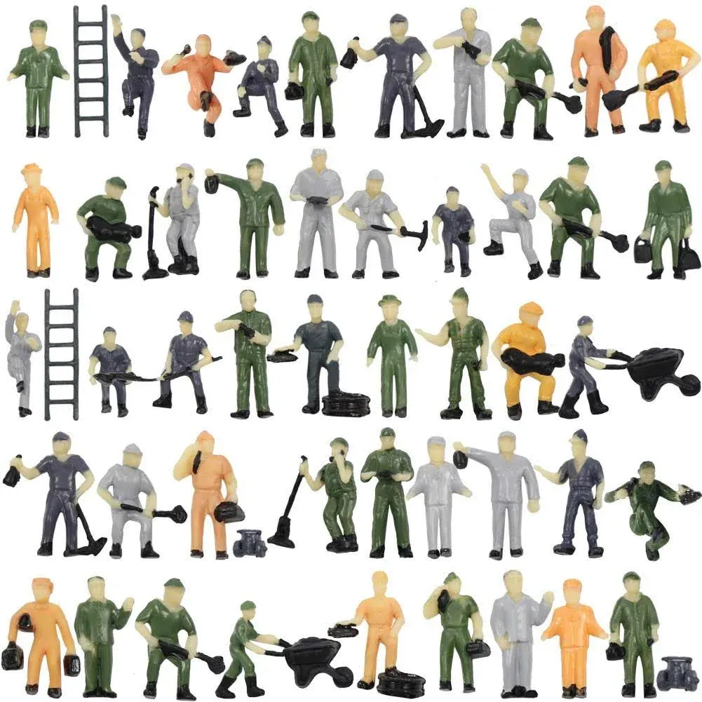 Evemodel P8710 50pcs 1:87 HO Scale Scale railway Model Worker Well Painted