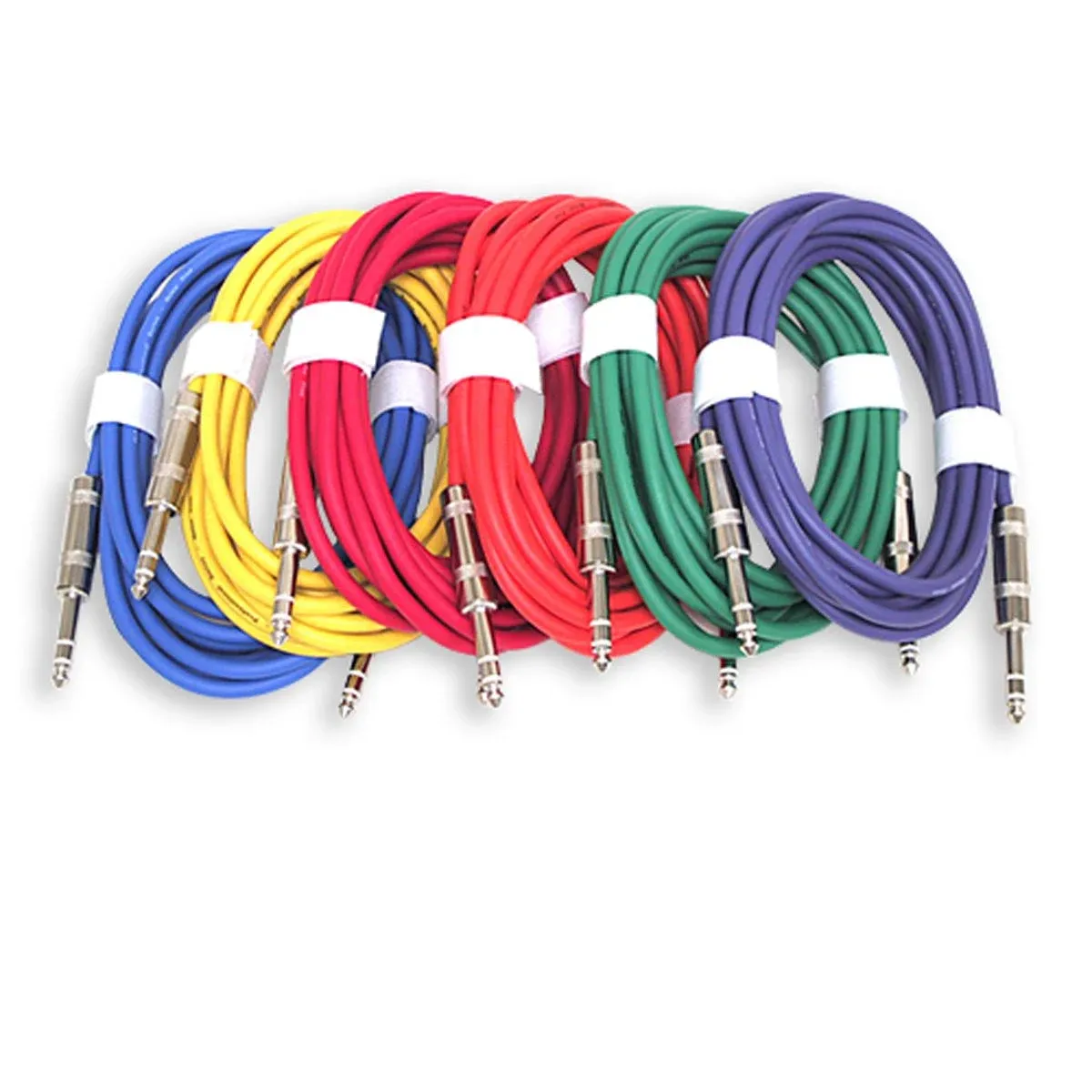 GLS Audio 12ft Patch Cable Cords - 1/4" TRS to 1/4" TRS Color Cables - 12 ...