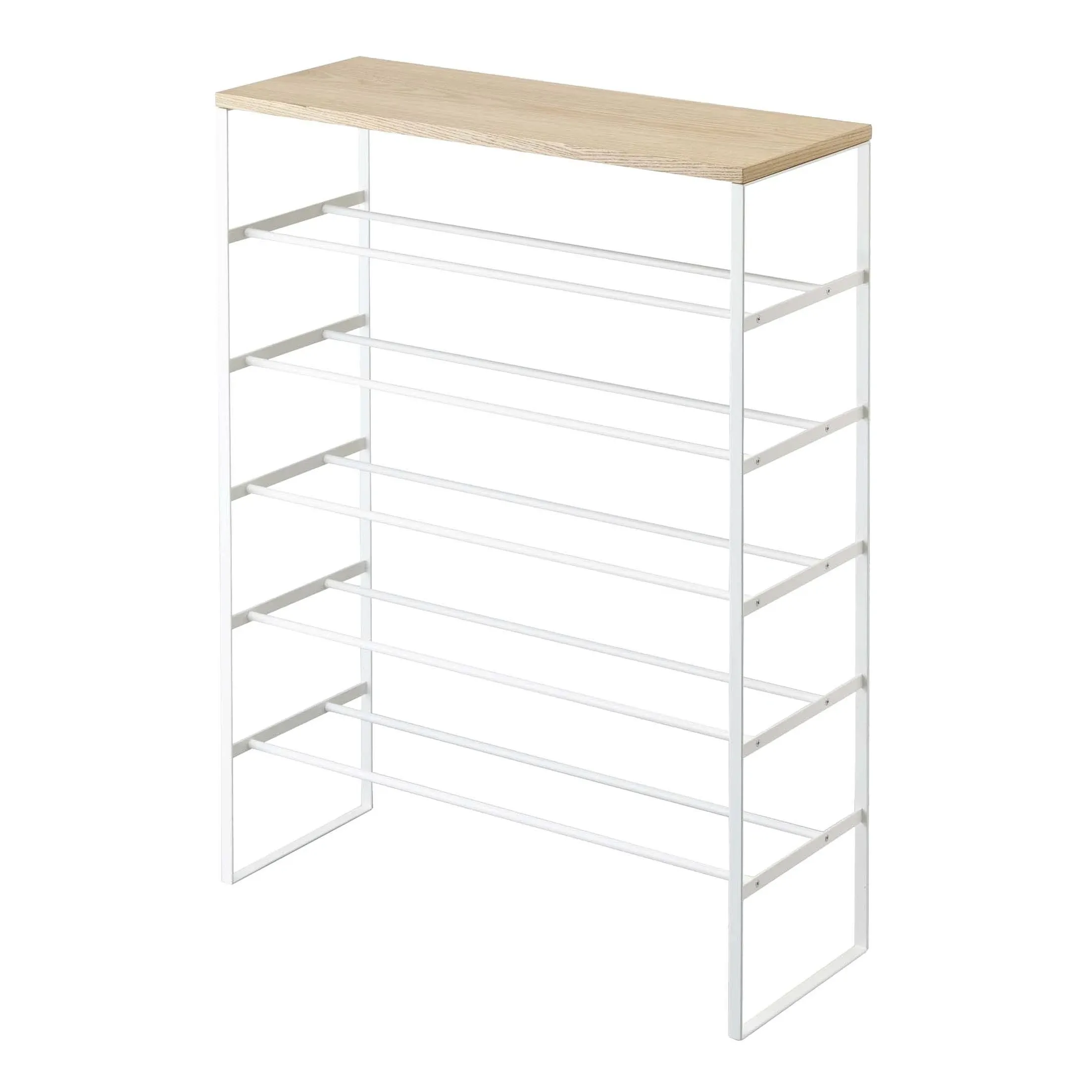 Yamazaki 6-Tier Wood Top Shoe Rack White