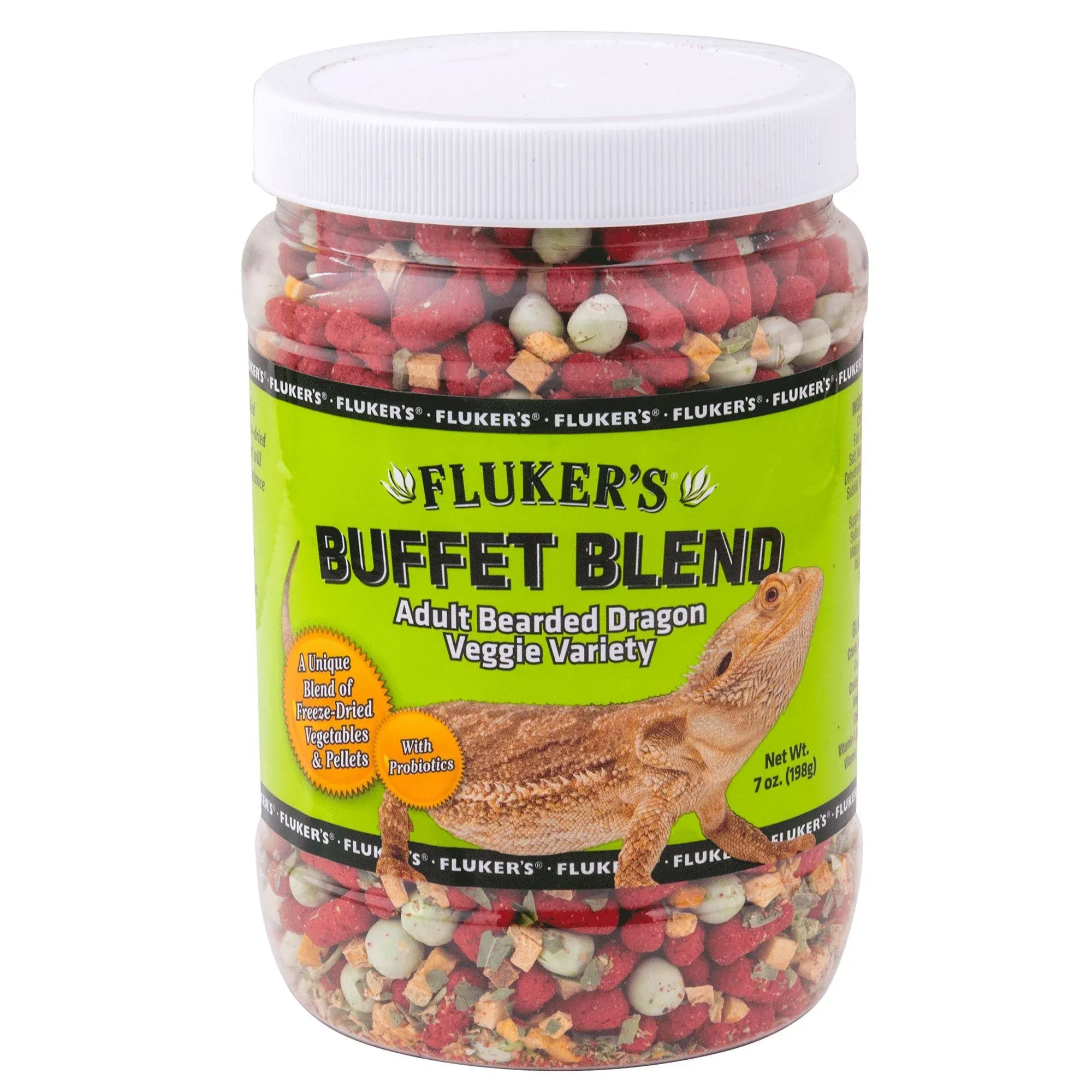 Flukers Buffet Blend Adult Bearded Dragon Veggie Variety Freeze Dried Food 7 Oz