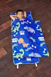 Everyday Kids Nap Mat with Removable Pillow - Roarin' Dinos - Carry Handle with Straps Closure, Rollup Design, Soft Microfiber for Preschool, Daycare