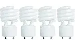 Kor (4 Pack) 13 Watt Mini Spiral - GU24 Base - (60W Equivalent) - T2 Mini-Twist - CFL Light Bulb (Cool White (4100K) CFL)