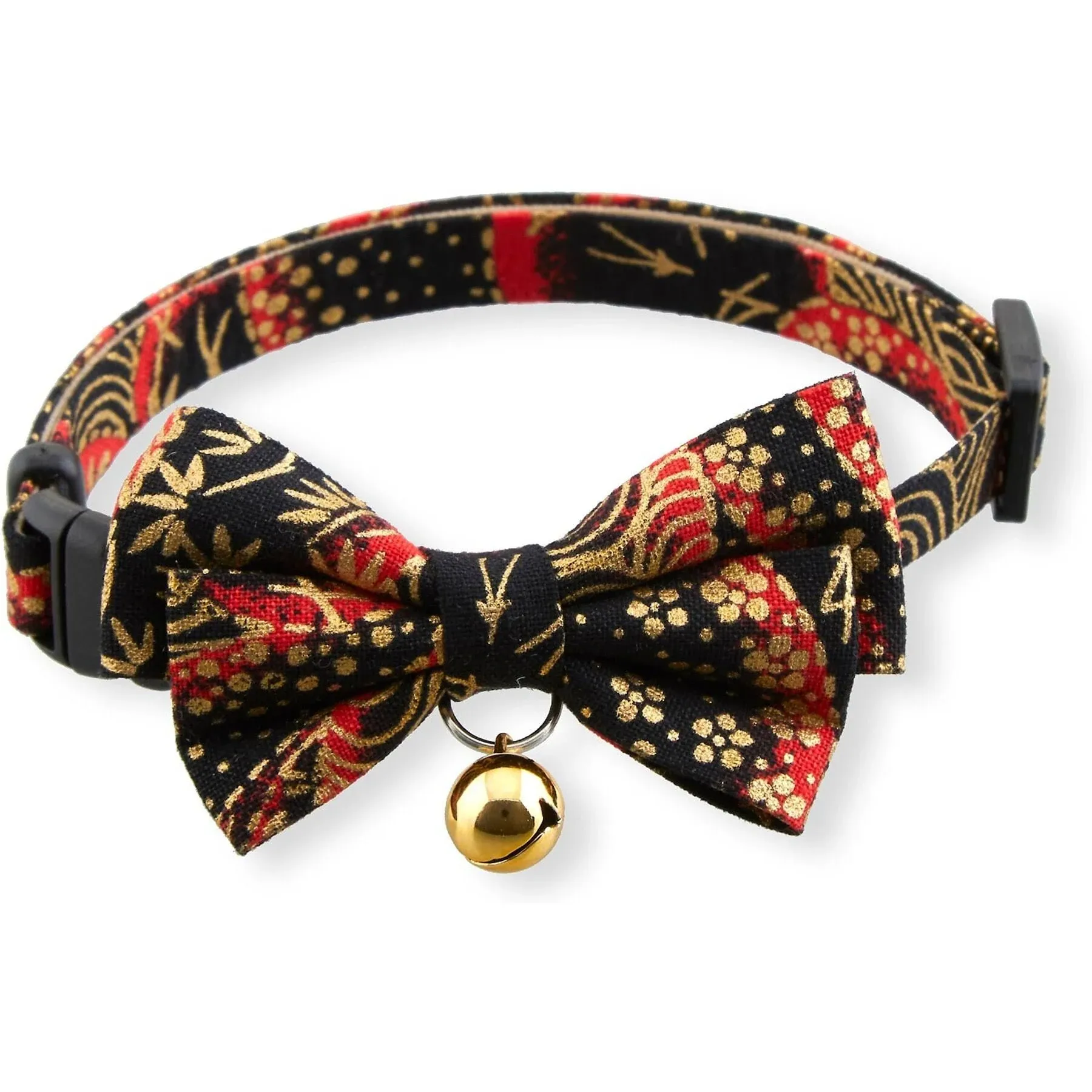 Necoichi Gilded Gold Bow Tie Cat Collar (Black)