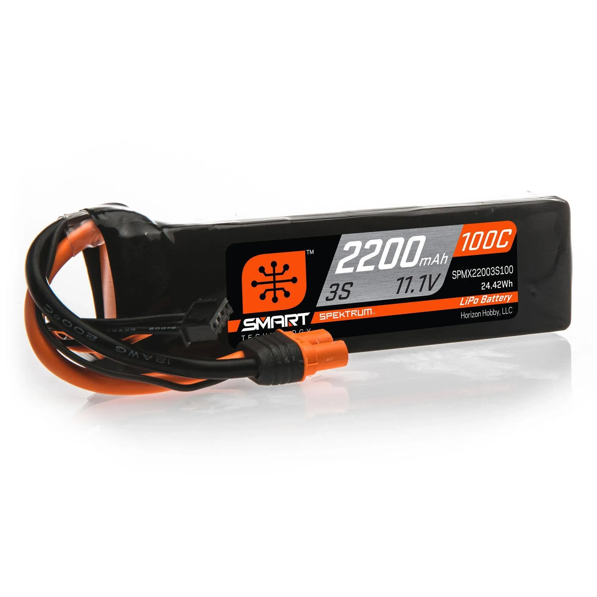 Spektrum SMART 2200mAh 3S 11.1V 100C Smart LiPo Battery IC3 SPMX22003S100