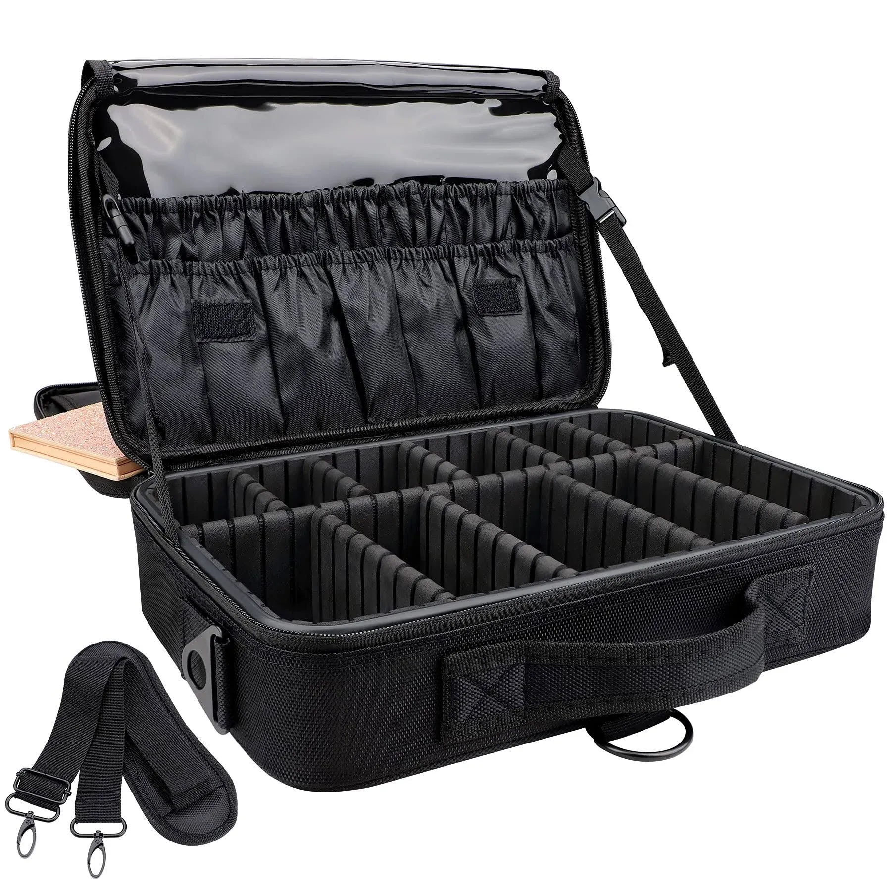 JOURMON Makeup Bag 3 Layers Travel Makeup Train Case 13.4 Cosmetic Case Organizer Portable Professional Makeup Artist Storage Bag with Adjustable Dividers An