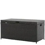 Jeco Black Wicker Patio Furniture Storage Deck Box