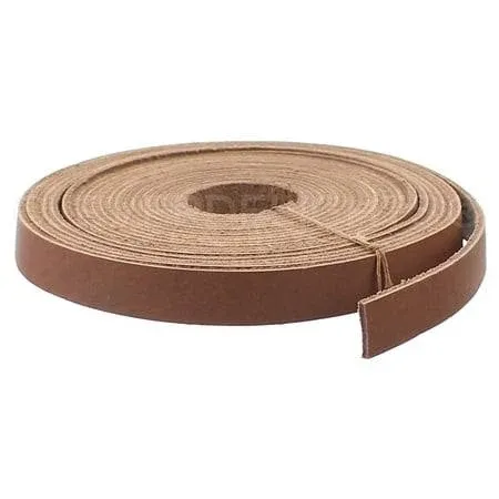 CleverDelights Brown 1/2" Leather Strap - 15 Feet - 13mm Genuine Leather Strip