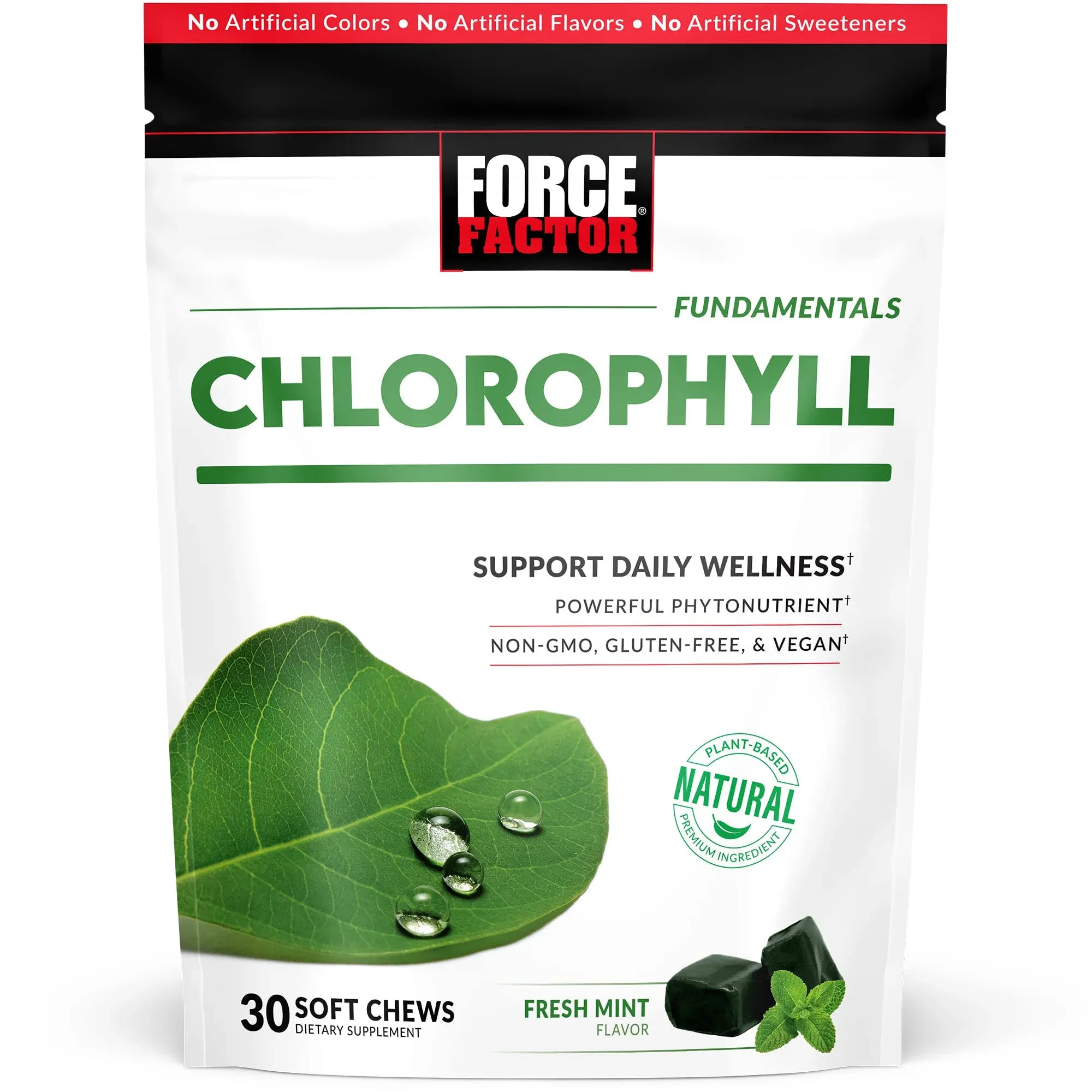 FORCE FACTOR Chlorophyll Soft Chews Antioxidants Supplement, Promote Fresh Breath, & Nourish Healthy Skin, Non-GMO, Gluten-Free, & Vegan, Fresh Mint Flavor, 90 Soft Chews, Green, 3 Packs, 18 Ounces