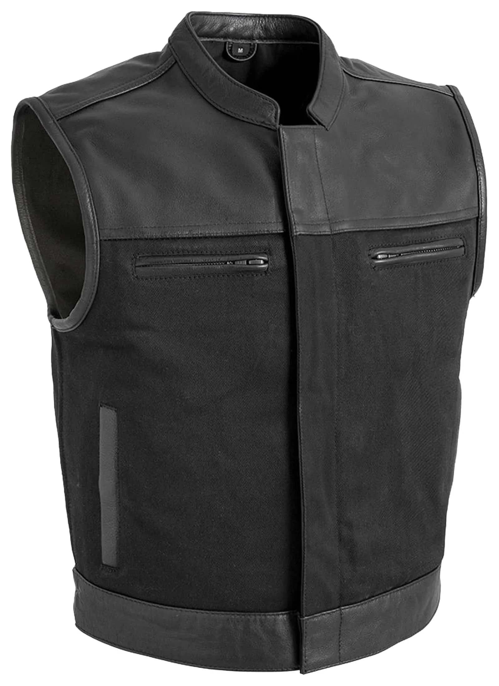 Lowrider Men's Motorcycle Leather/Twill Vest