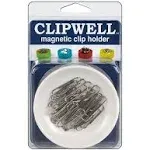 Clipwell Magnetic Paper Clip Holder - Easy Toss & Pick-Up - Holds Various Metal Parts - Powerful Sweep-Up Magnet - Ideal Locker Accessory & Home & Office Organizer - Blue Feather Products - White