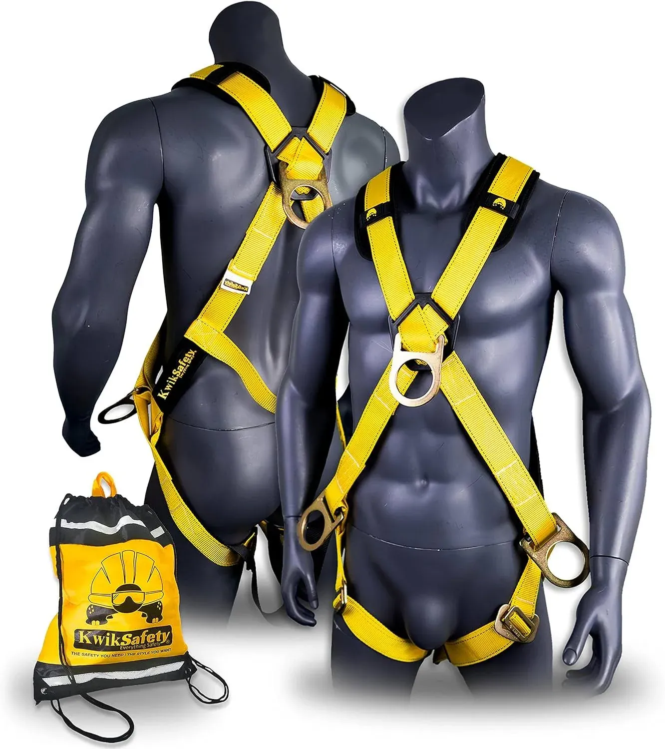 KwikSafety - Charlotte, NC - MONSOON Safety Harness [4 HEAVY DUTY D-RINGS] ANSI Tested OSHA Compliant Fall Protection Arrest Full Body Construction