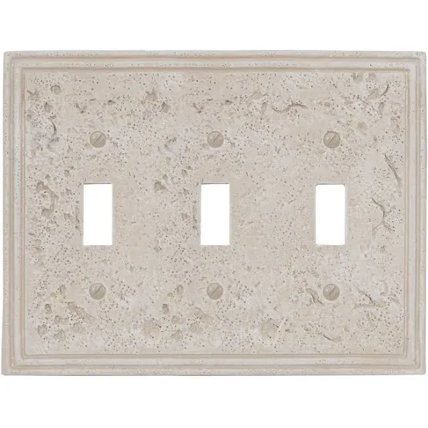 Amerelle Faux Stone Triple Toggle Resin Wallplate in Crème 3 Toggle