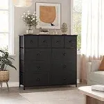 REAHOME 10 Drawer Wide Black Dresser