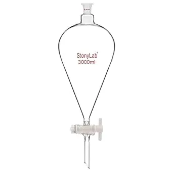 stonylab Borosilicate Glass 60 ml Heavy Wall Conical Separatory Funnel with 24/29 Joints and PTFE Stopcock, 60 ml