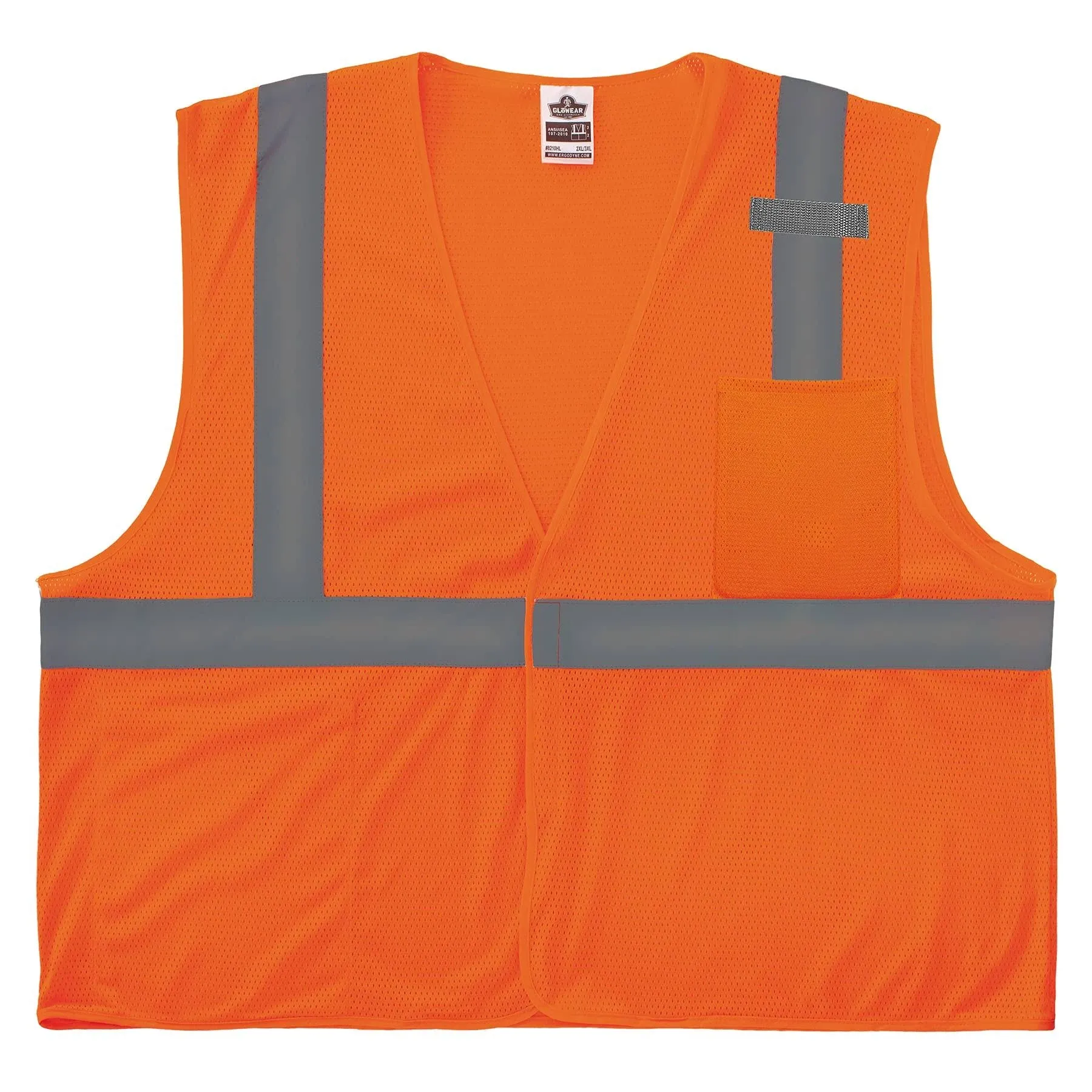 Ergodyne unisex adult Reflective Safety Vest, High Visibility Mesh, Interior and Exterior Pocket, 2, Type R Class 2 Economy Mesh Vest Single Size, Orange, 5X-Large US