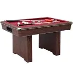 Hathaway Renegade II 54-in Bumper Pool Table – Includes Cues, Billiard Balls, Accessories – Multi Game for Adults & Kids – Rubber Action Bumpers – Family Game Room – Red Felt with Walnut Finish