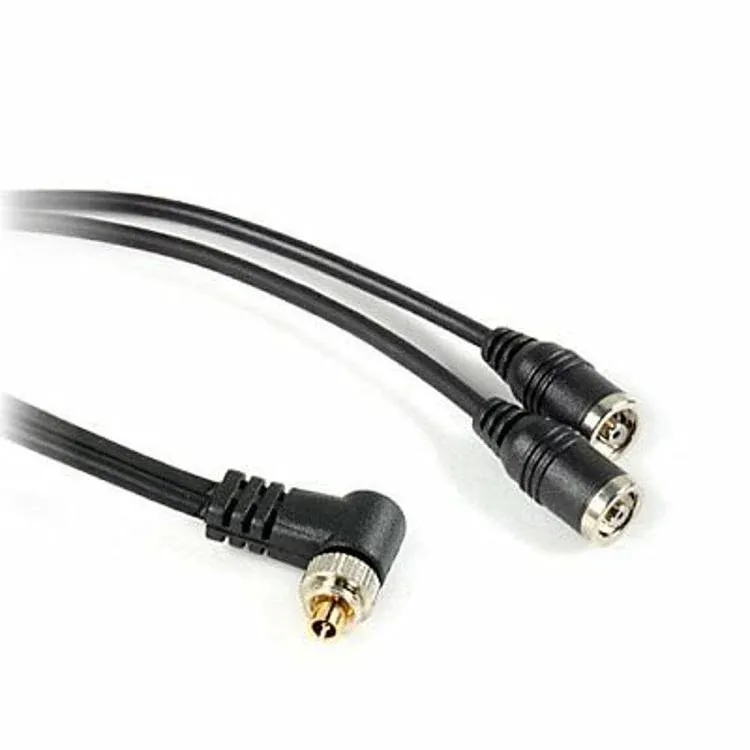 Flash PC Sync Splitter Cord Cable 1 PC Male to 2 PC Female Socket with Screw Lock