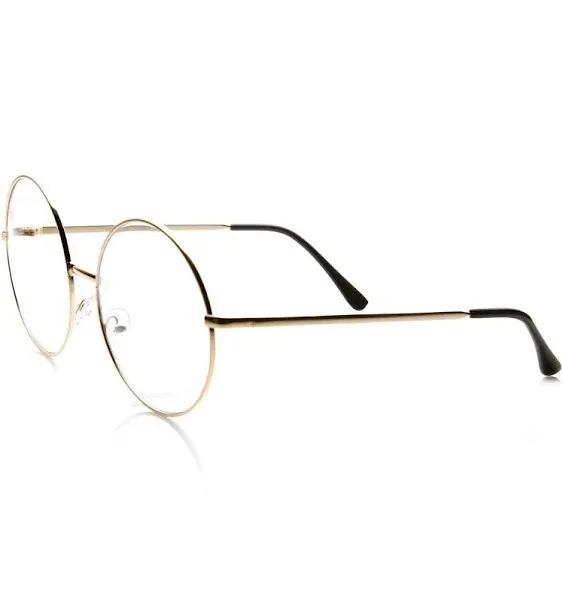 zeroUV Large Oversized Metal Frame Clear Lens Round Circle Eye Glasses