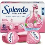 Splenda Peel and Pour Zero Calorie Drink Mix, Pink Lemonade, Naturally Flavored Sugar Free Concentrate, 12 Multi Serve Liquid Pitcher Pods