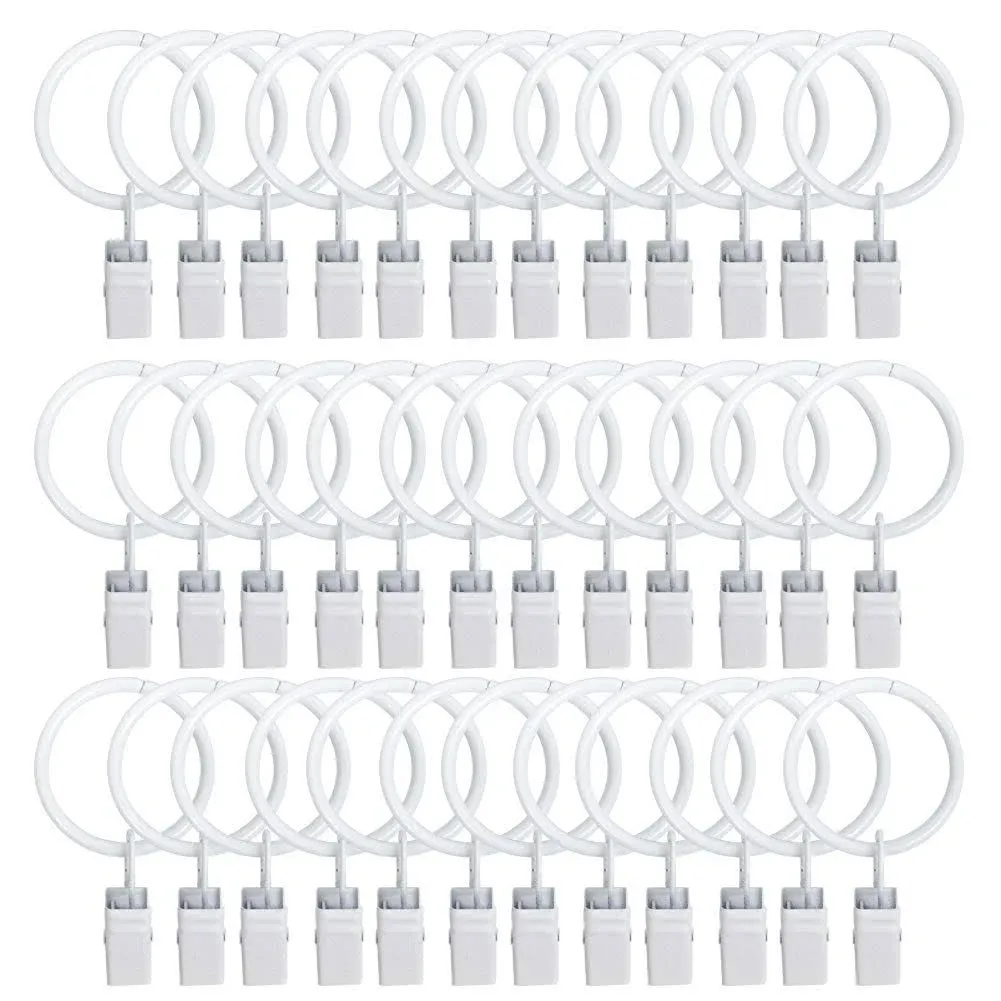 36pack 1.26 Inch Drapery Rings With Clips Curtain Rod Clips Electroplate Surface