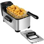 MEDIMALL Deep Fryer with Basket, 3.2QT/12Cup Electric Oil Fryer for Home Use, Small Fat Fryer w/View Window/Timer Control/Temperature Knob, 1700w Stainless Commercial Countertop Fryers for Chicken