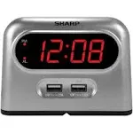 Sharp Digital Alarm Clock with 2 Fastcharge USB Ports, SPC189