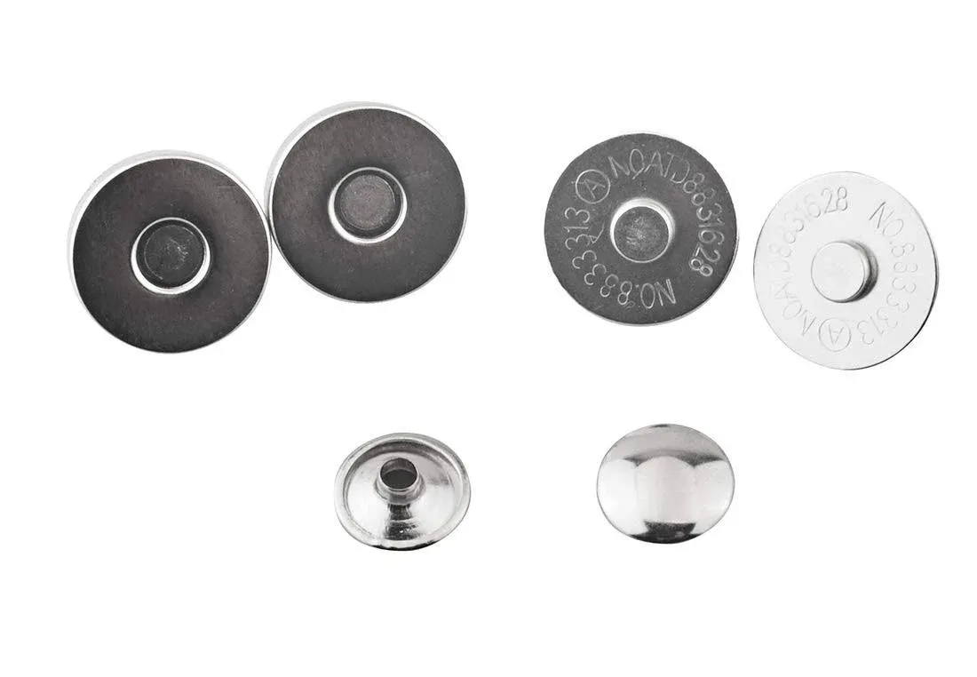 ALLinONE 20 Sets 18mm Magnetic Snaps Purse Double Rivet Closures Round Clasp Stud Button (Silver)