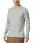 Baleaf Men's Long Sleeve Shirts Lightweight UPF 50+ Sun Protection SPF T-shirts Fishing Hiking Running Gray Size M