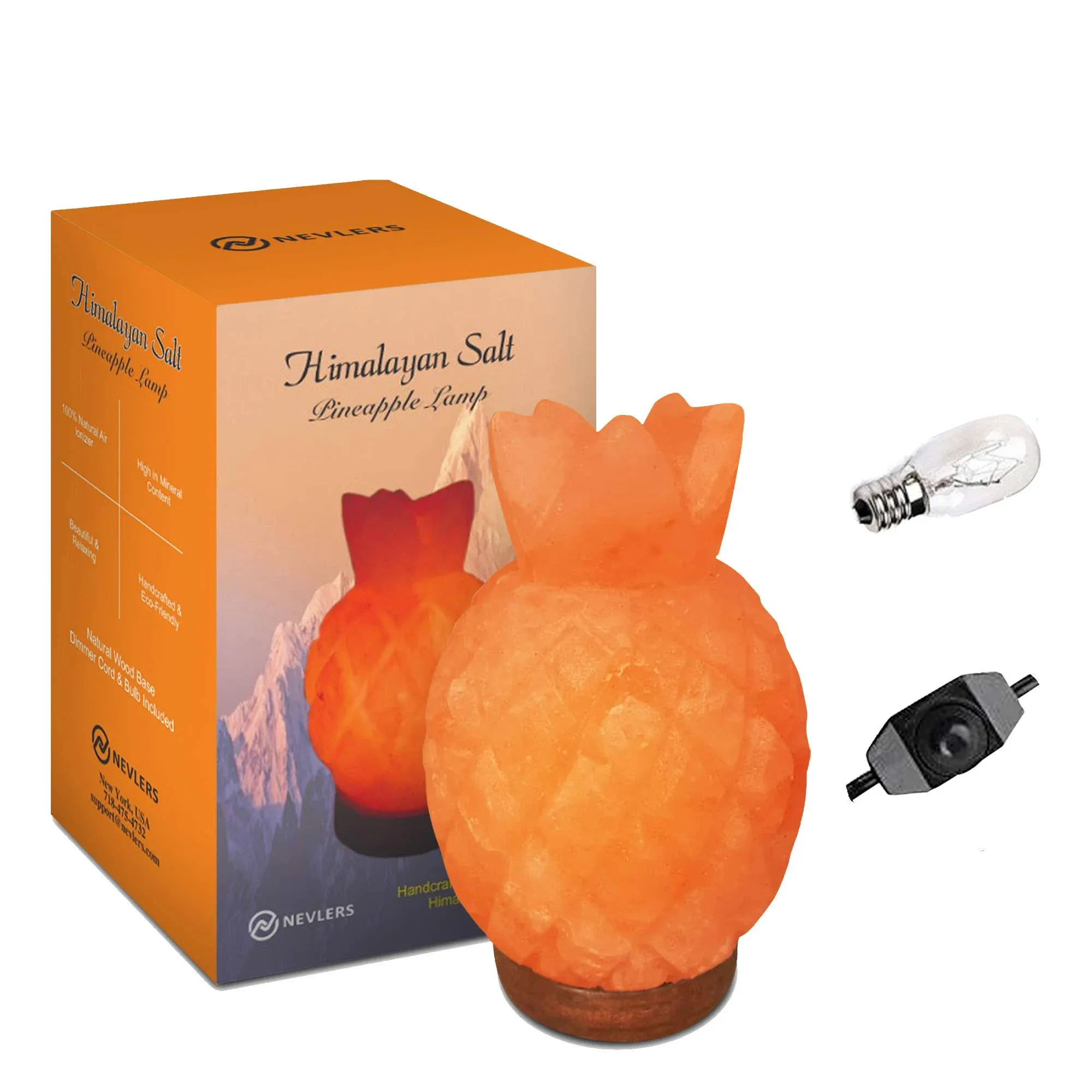 Nevlers 8 in. Pineapple Shaped Himalayan Salt Lamp - Dimmer Cord and Bulbs ...