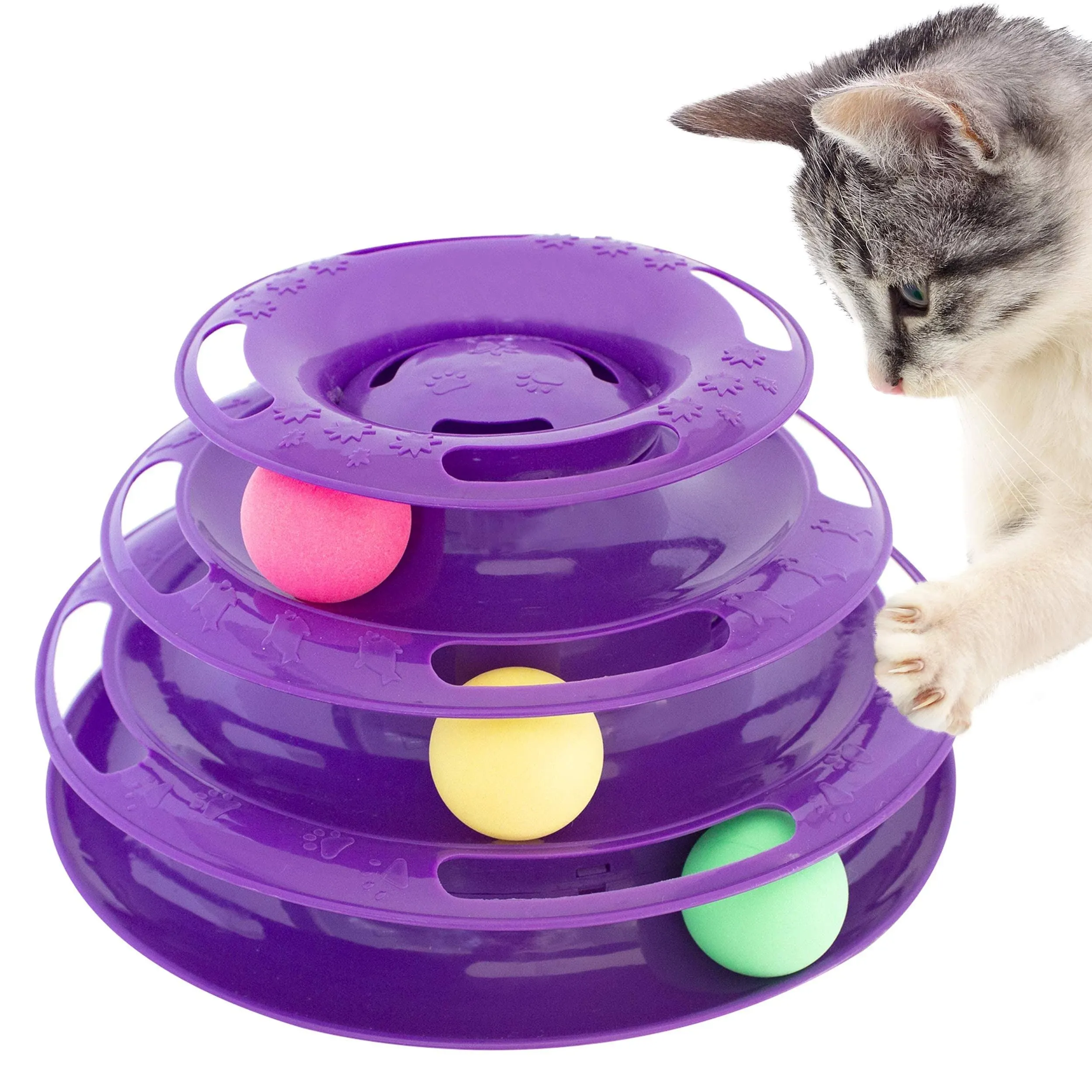 Interactive Cat Ball Toy, Exerciser Game, Teaser&amp;Anti Slip(purple)