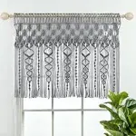 Lush Decor Boho Macrame Textured Cotton Valance/Kitchen Curtain/Wall Decor - Gray - 30" x 40"