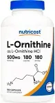 Nutricost L-Ornithine 500mg, 180 Capsules