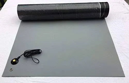 Rubber ESD Anti-Static HIGH Temperature Soldering MAT-24" X 48" (2'x 4') - 0.08" Thick- with Ground Cable-Gray