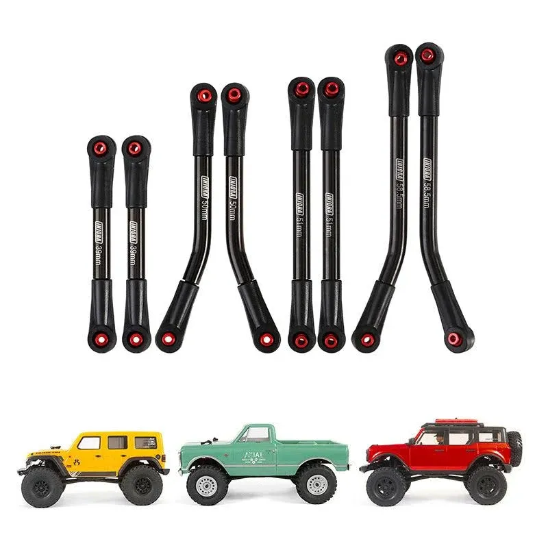 INJORA High Clearance 4 Links Set Stainless Steel Links Set for SCX24 C10 JLU Bronco Axial 1/24 RC Crawler Car Upgrade Parts(Black)