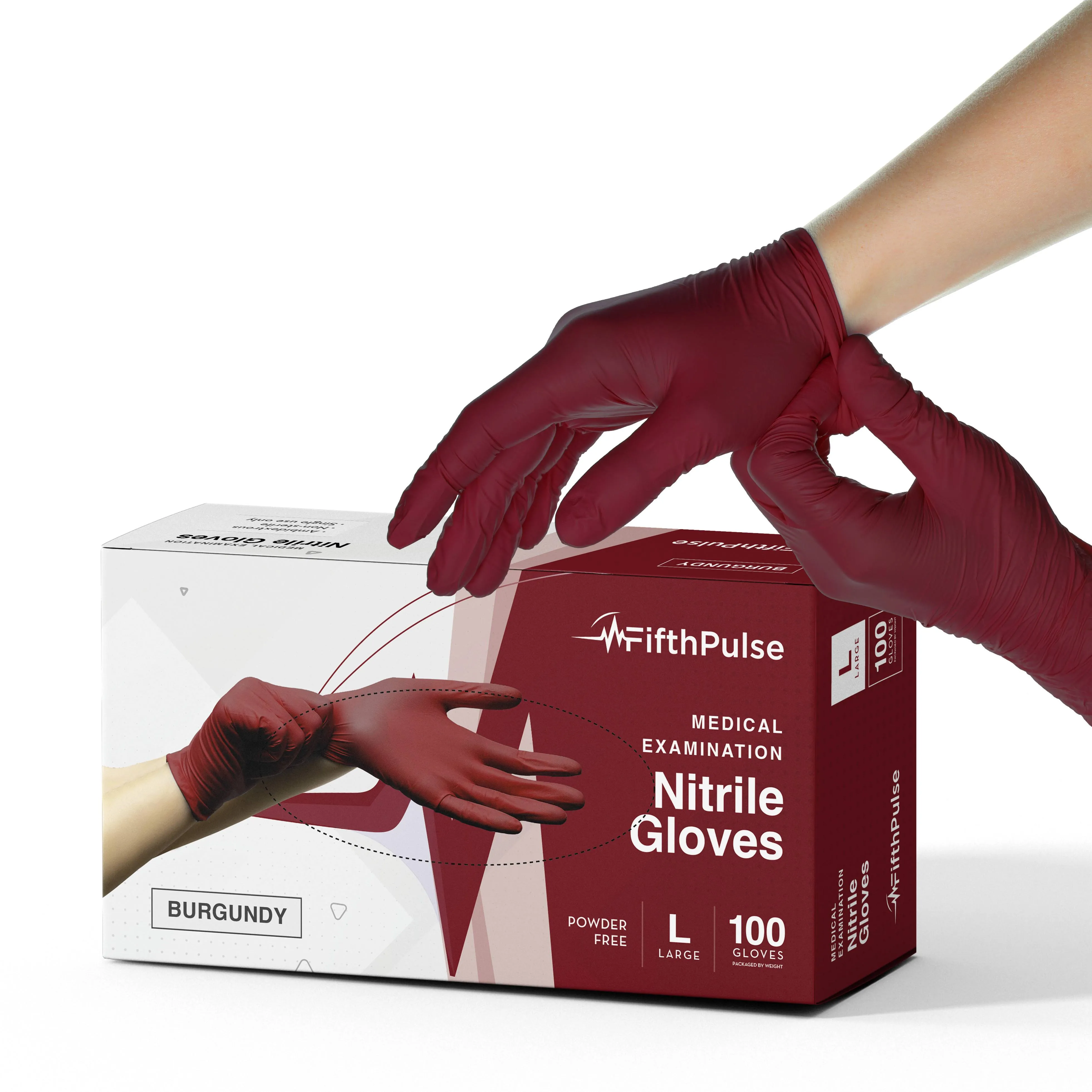 Light Burgundy Nitrile Disposable Gloves - 100 Count - 3 Mil Nitrile Gloves Large - Powder and Latex Free Rubber Gloves - Surgical Medical Exam Gloves - Food Safe Cooking Gloves