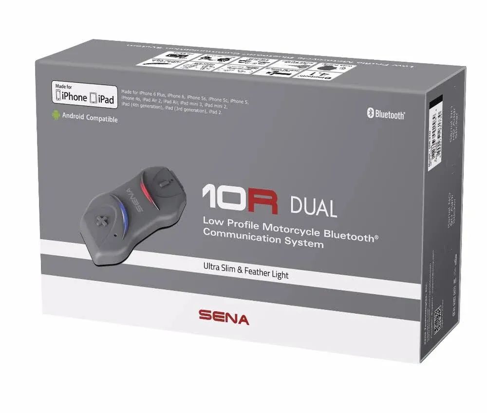 Sena Adult 10R Low Profile Motorcycle Bluetooth Communication System, Black, Dual Pack 2022 US