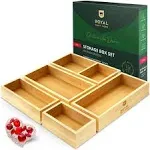 Luxury Bamboo Drawer Organizer Storage Box, Bin Set - Multi-Use Drawer Organi...