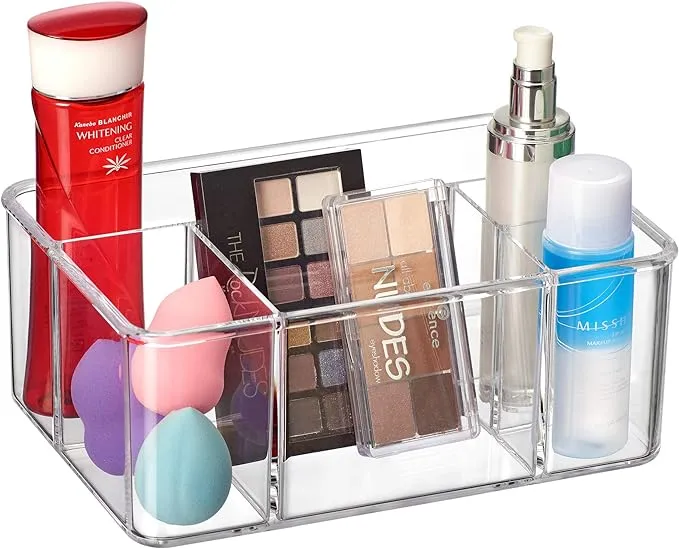 Amazing Abby Glamour Acrylic 5-Compartment Makeup Organizer Transparent Plastic Beauty Supply Holder