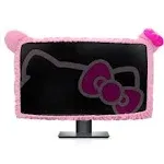 Kakurookie 27" 34" Computer Monitor Protective Cover w/ Cat Ear Design, Cute Pink Monitor Dust Cover w/ Furry Design, Elastic Dustproof