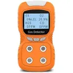 Portable Gas Detector, Gas Clip 4 Gas Monitor Meter Tester Analyzer, Rechargeable LCD Display Sound Light Shock Air Quality Tester, 2 Year Detector…