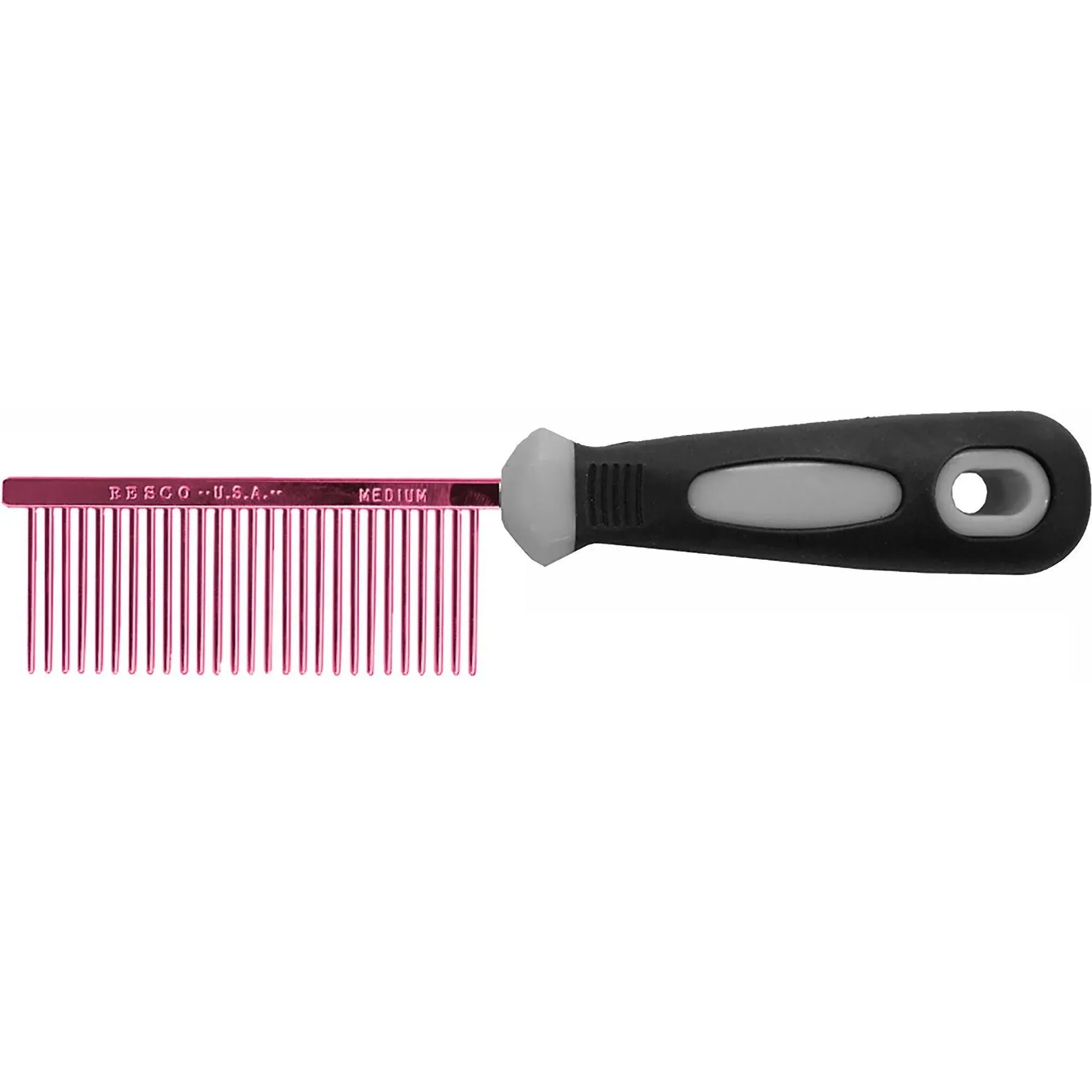 Resco Professional Anti-Static Dog, Cat, Pet Comb for Grooming, Steel Pins, Medium Tooth Spacing, Candy Red