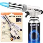 Kitchen Butane Blow Torch Lighter - Culinary Torch Chef Cooking Torches Professional Adjustable Flame with Reverse Use for Creme, Brulee, BBQ, Baking, Jewelry by TENGYES, Butane Not Included