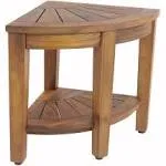 Aqua Teak Corner Stool with Shelf