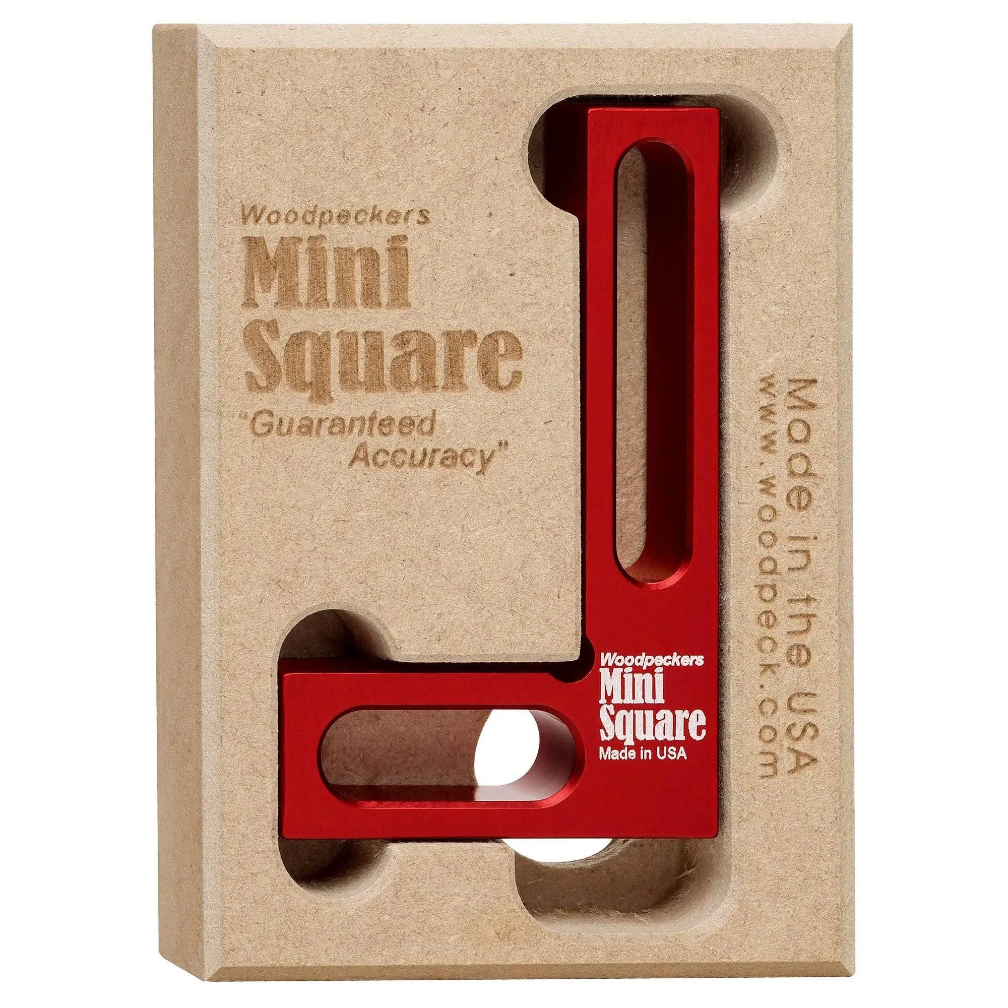 Woodpeckers Mini Square, Small Pocket Wood Working Tool, Check Square On Carpenter Cutting Tools, Premium Precision Woodworking Tools, Red, Aluminum