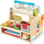 Melissa & Doug Wooden Slice & Stack Sandwich Counter with Deli Slicer-- 56-Piece Pretend Play Food Pieces