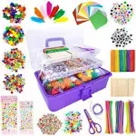 1405 Pcs Art and Craft Supplies for Kids, Toddler DIY Craft Art Supply Set Included Pipe Cleaners, Pom Poms, Feather