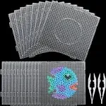 18PCS 5mm Fuse Beads Pegboards, Large Plastic Bead Pegboard with 2 Beads Tweezers, Square Peg Fuse Melty Beads Boards Kit for DIY Craft Beads